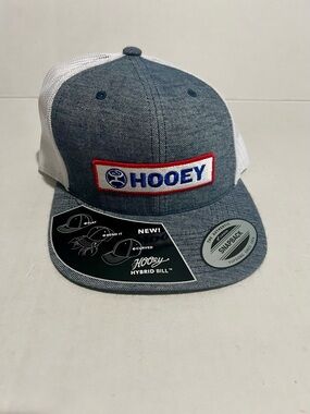 Hooey Blue & White Trucker Snapback Hat with Red Trim Patch